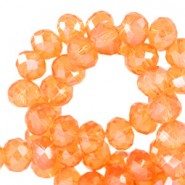 Faceted glass beads 8x6mm disc Fireopal orange-pearl shine coating